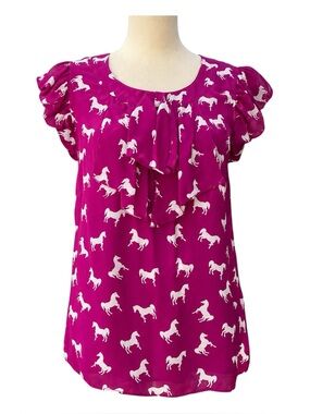 Leifsdottir Blouse 100% Silk Chiffon Ruffle Bow S6